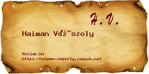 Haiman Vászoly névjegykártya
